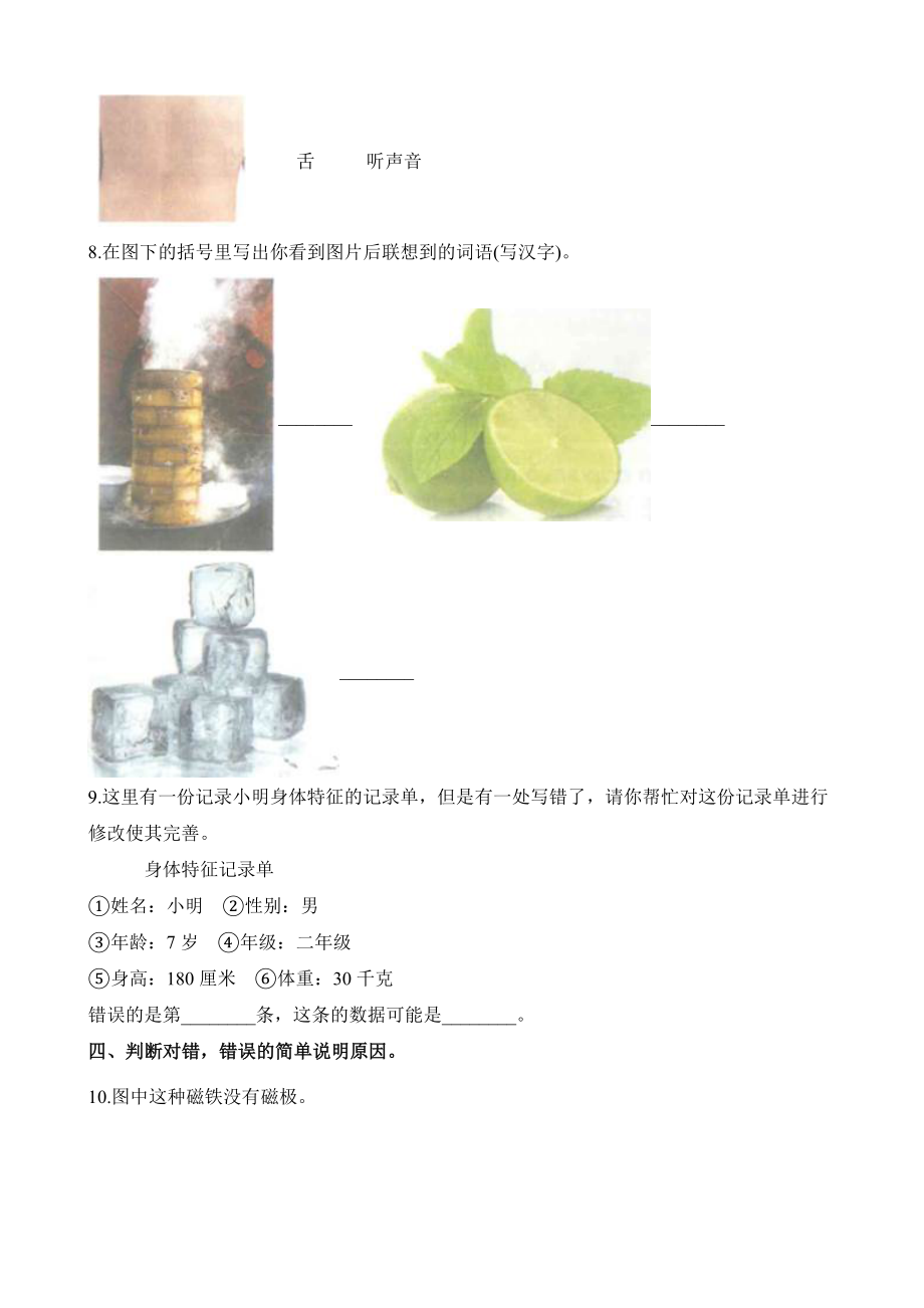 教科版二年级下册科学期末试卷 (3)