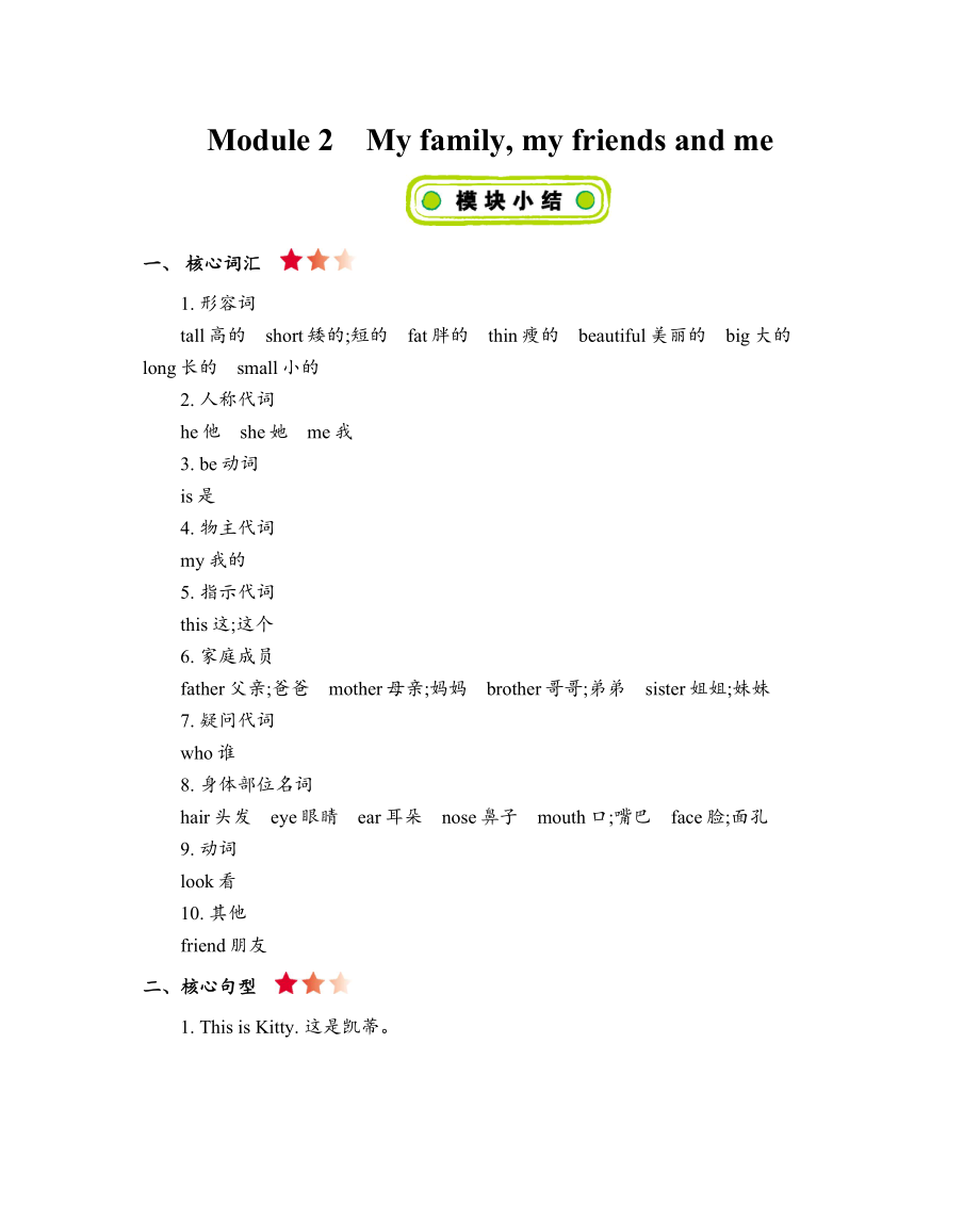 上海版牛津英语三年级上册Module 2知识点清单