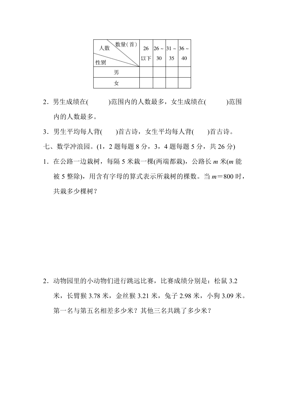 青岛版六三制四年级下册数学期末试卷 (3)