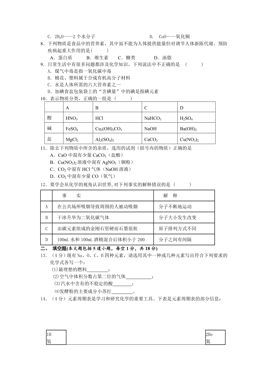 人教版九年级下册化学期末试卷 (50)