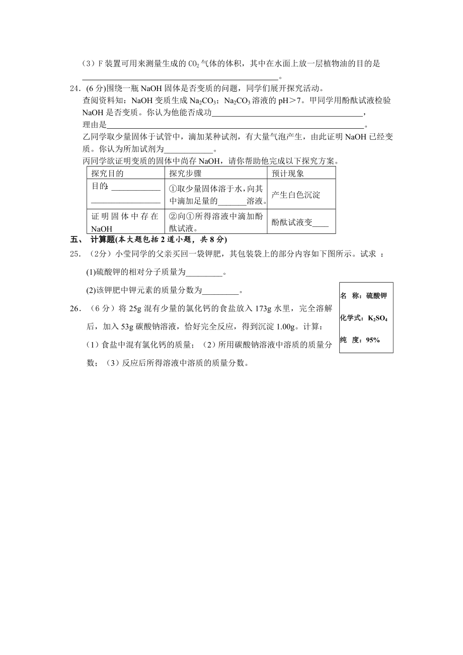 人教版九年级下册化学期末试卷 (50)