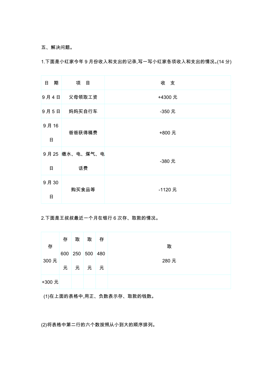 人教版六年级下册数学第一单元测试卷 (1)