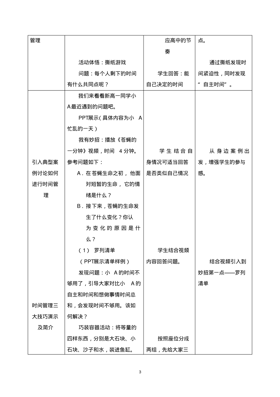 心理健康教育高中时间管理模块我的时间我做主——中学