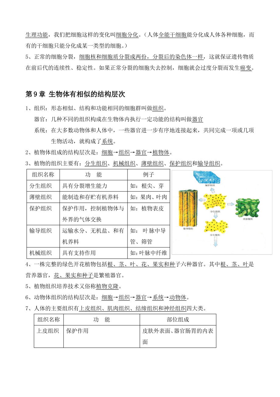 生物苏科版七年级下册知识点