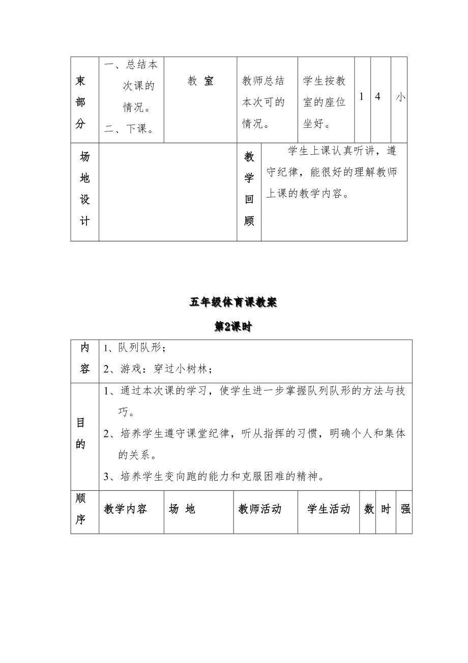 五年级体育教案_下册