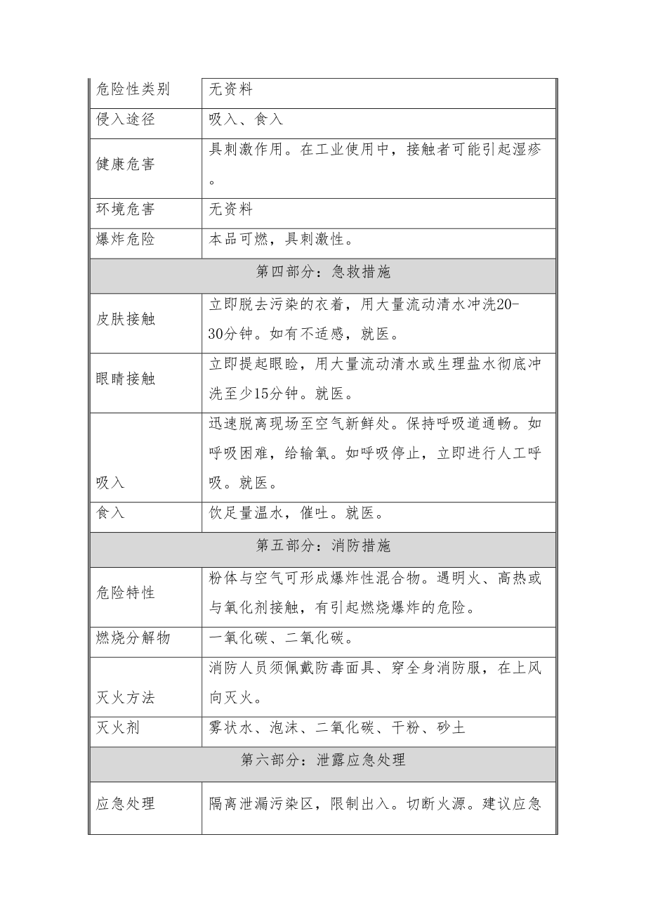 柠檬酸化学品安全技术说明书MSDS