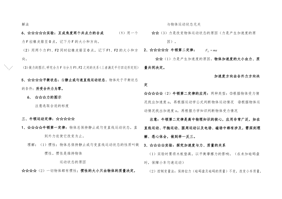 高中物理会考知识点概念公式考点