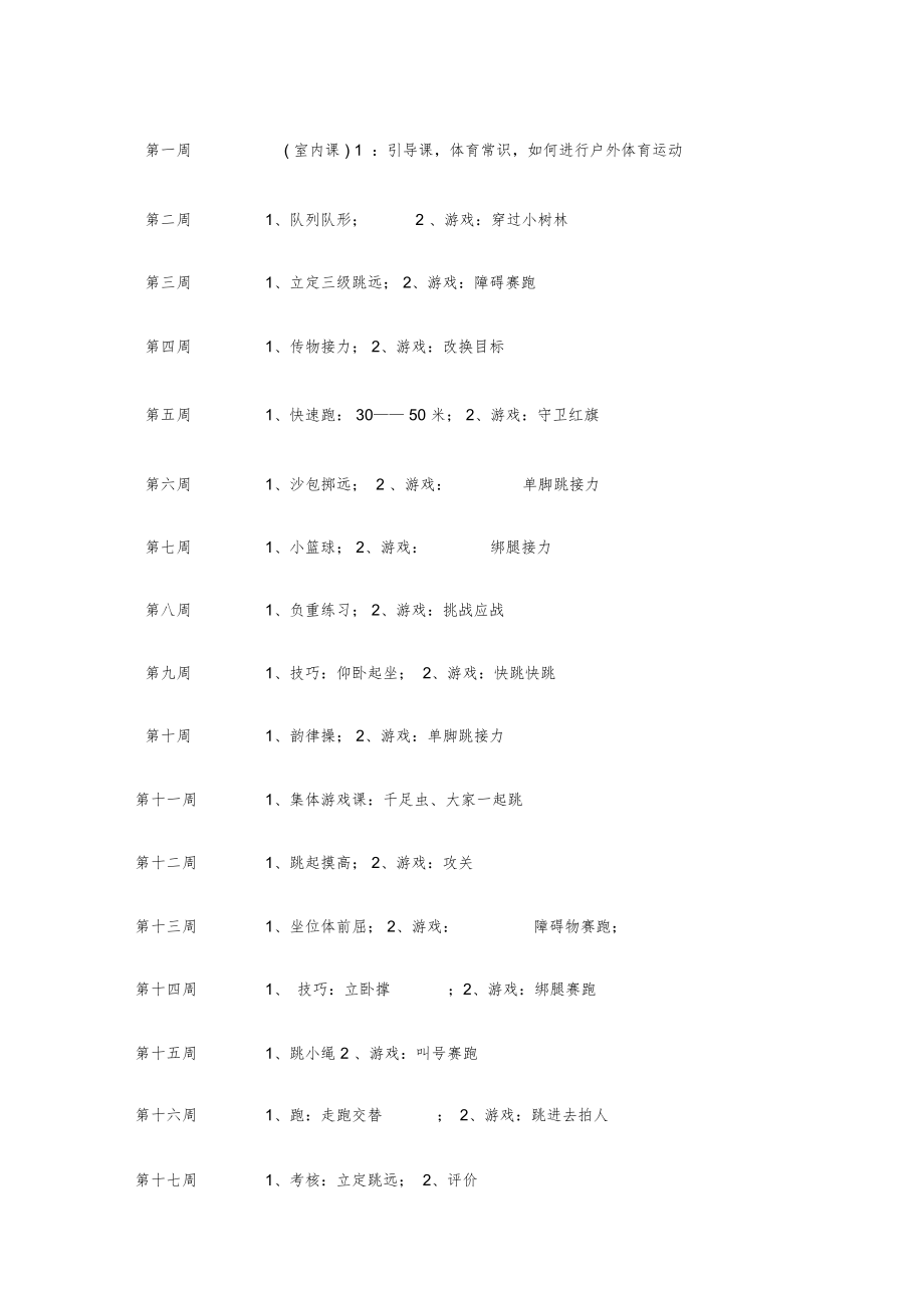 人教版小学四年级体育下册全册教案