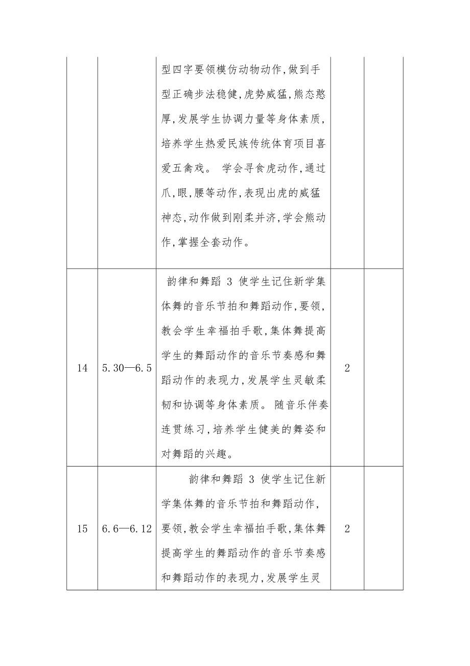 六年级下册体育教学计划和进度表