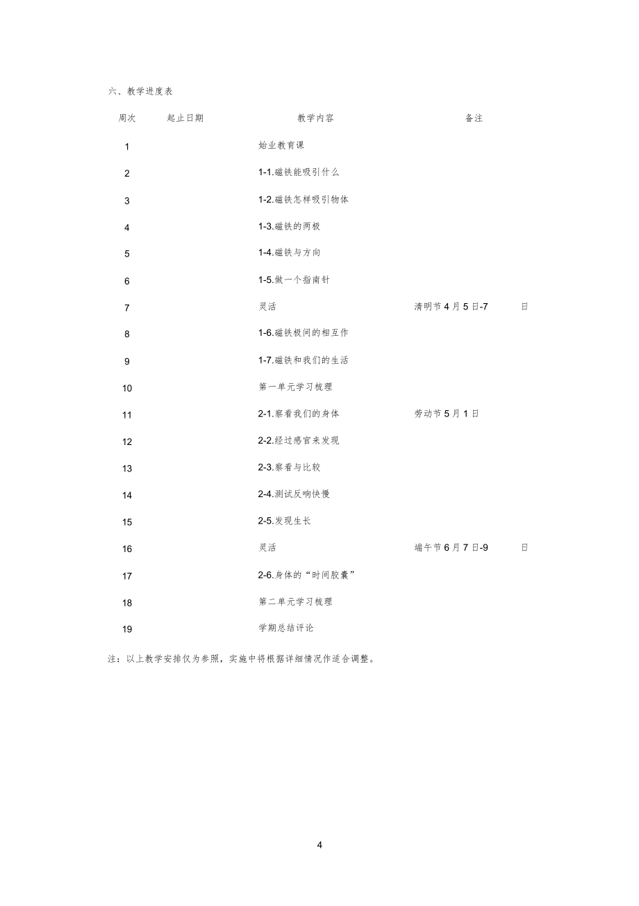 教科版二年级下册科学教学计划1