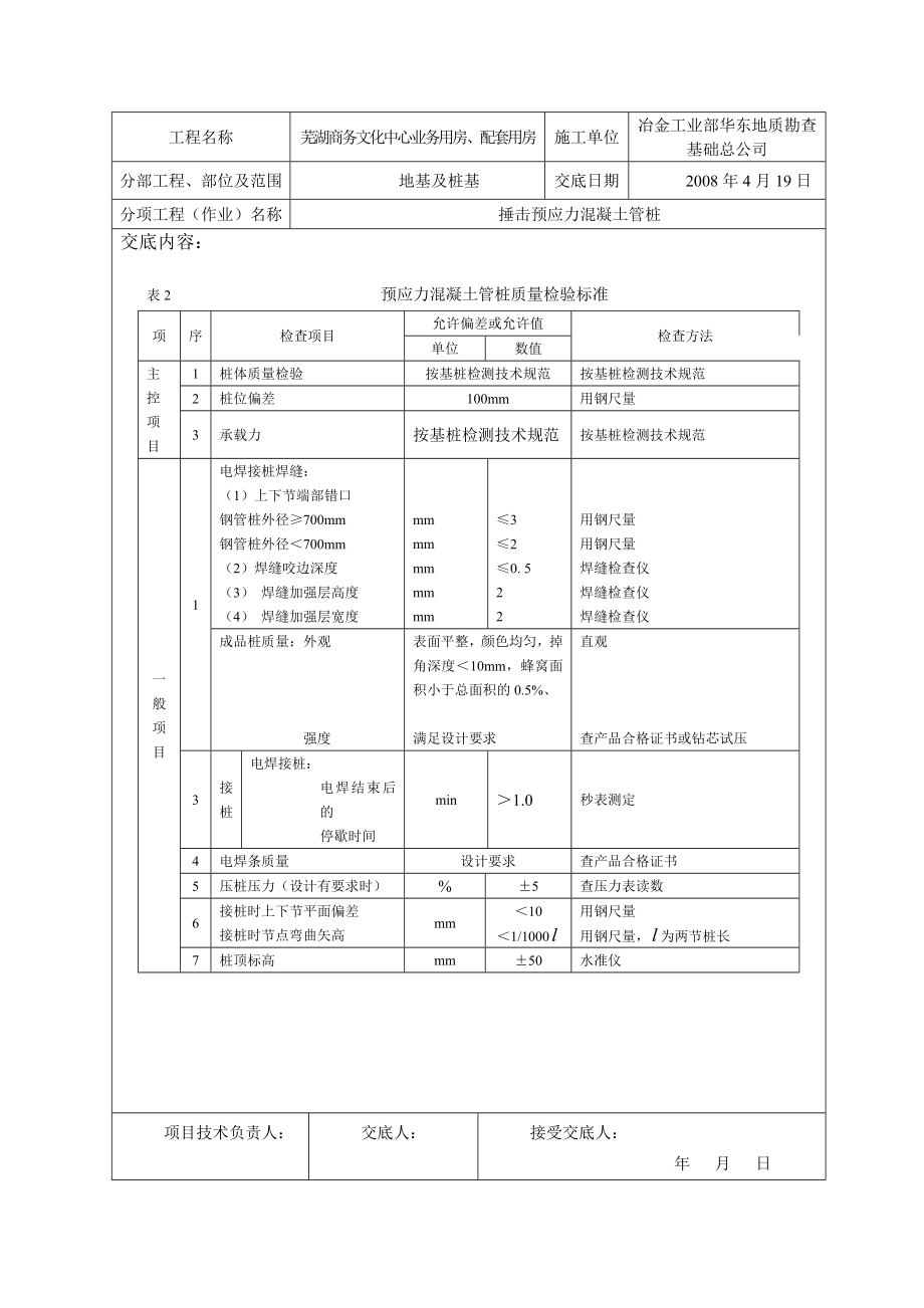 锤击桩技术交底