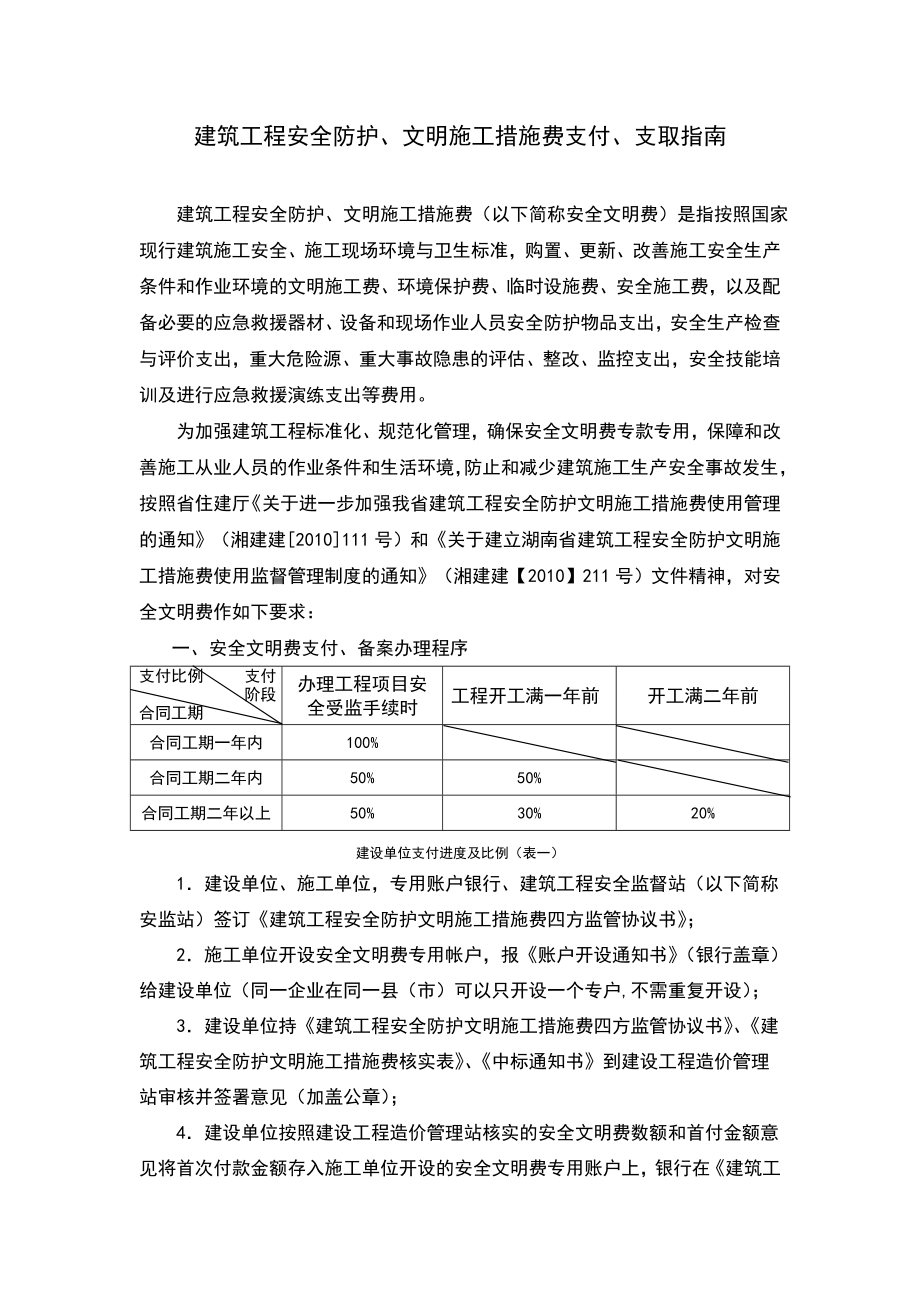 建筑工程安全防护、文明施工措施费支付、支取指南