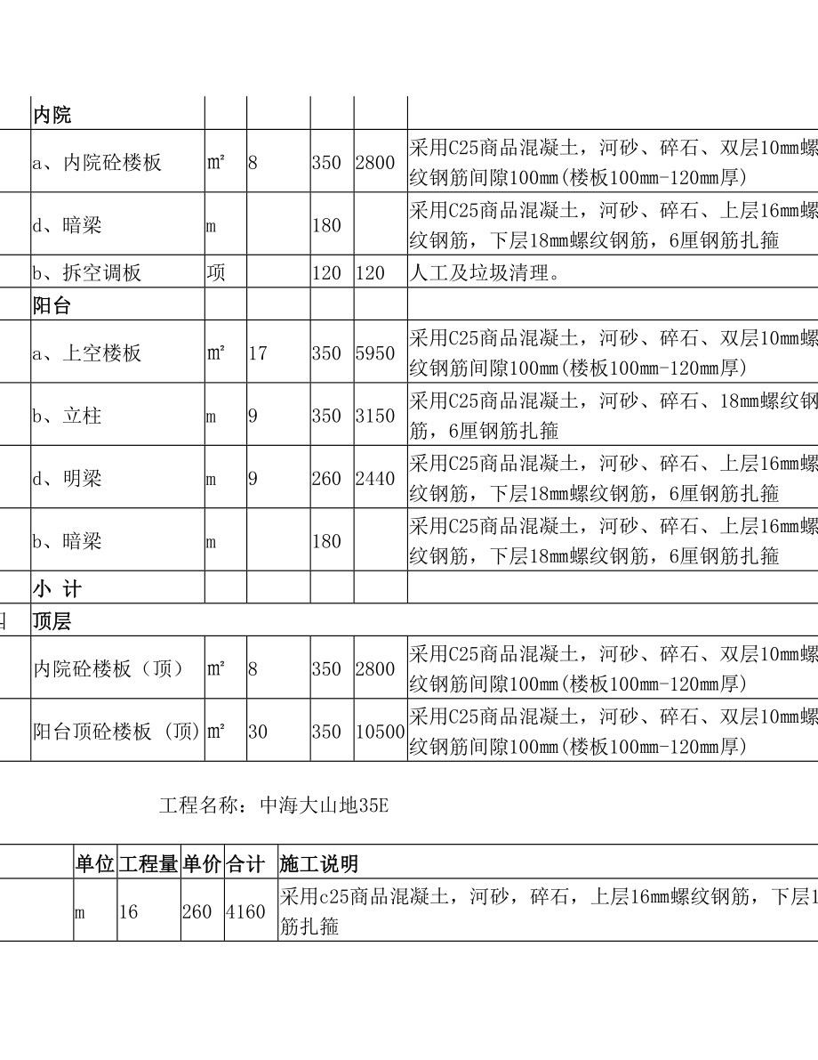 基础工程报价单