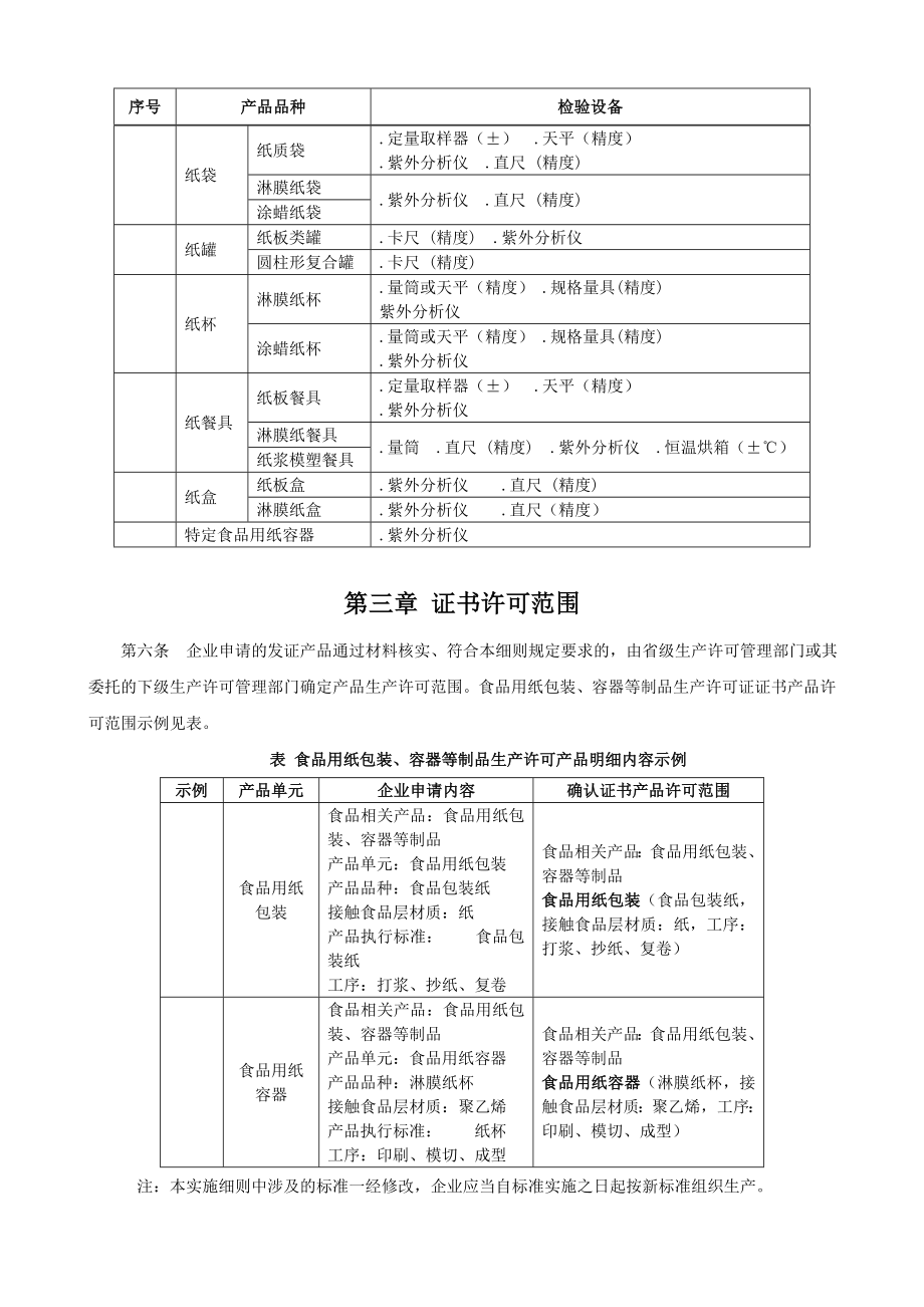 食品相关产品生产许可实施细则二