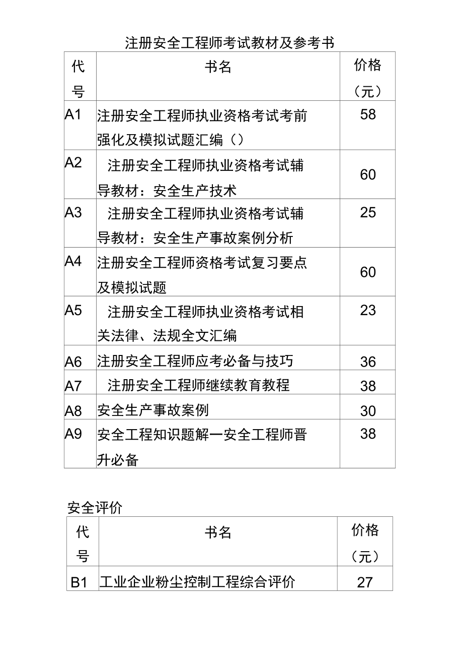 注册安全工程师考试教材及参考书