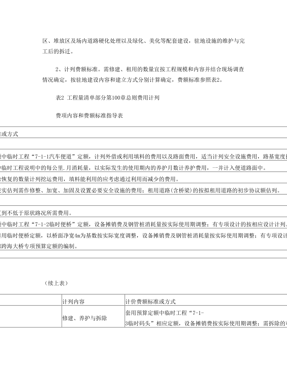 关于进一步规范交通建设工程量清单100章内容和标准的通知