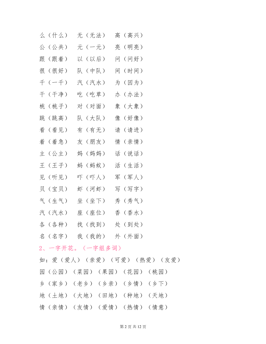 一年级下册语文重点知识复习提纲建议收藏！