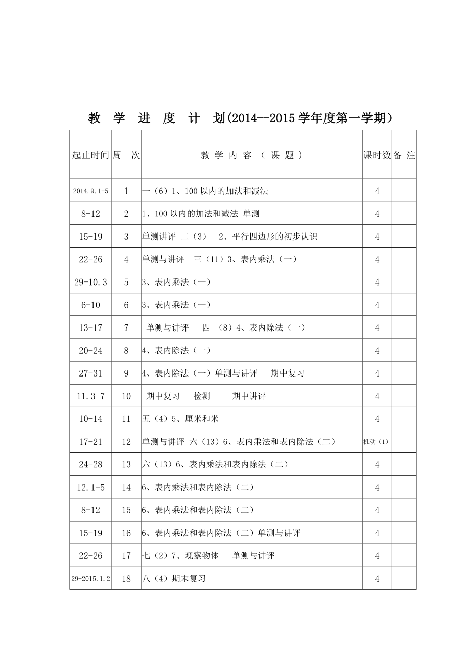 2018秋苏教版小学数学二年级上册全册教案1