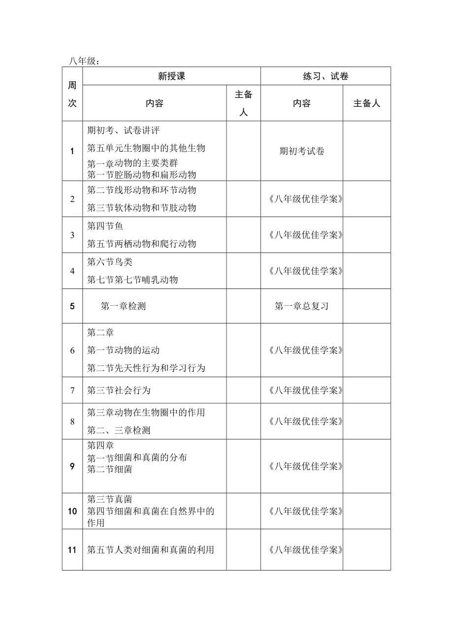 初中生物组备课组计划