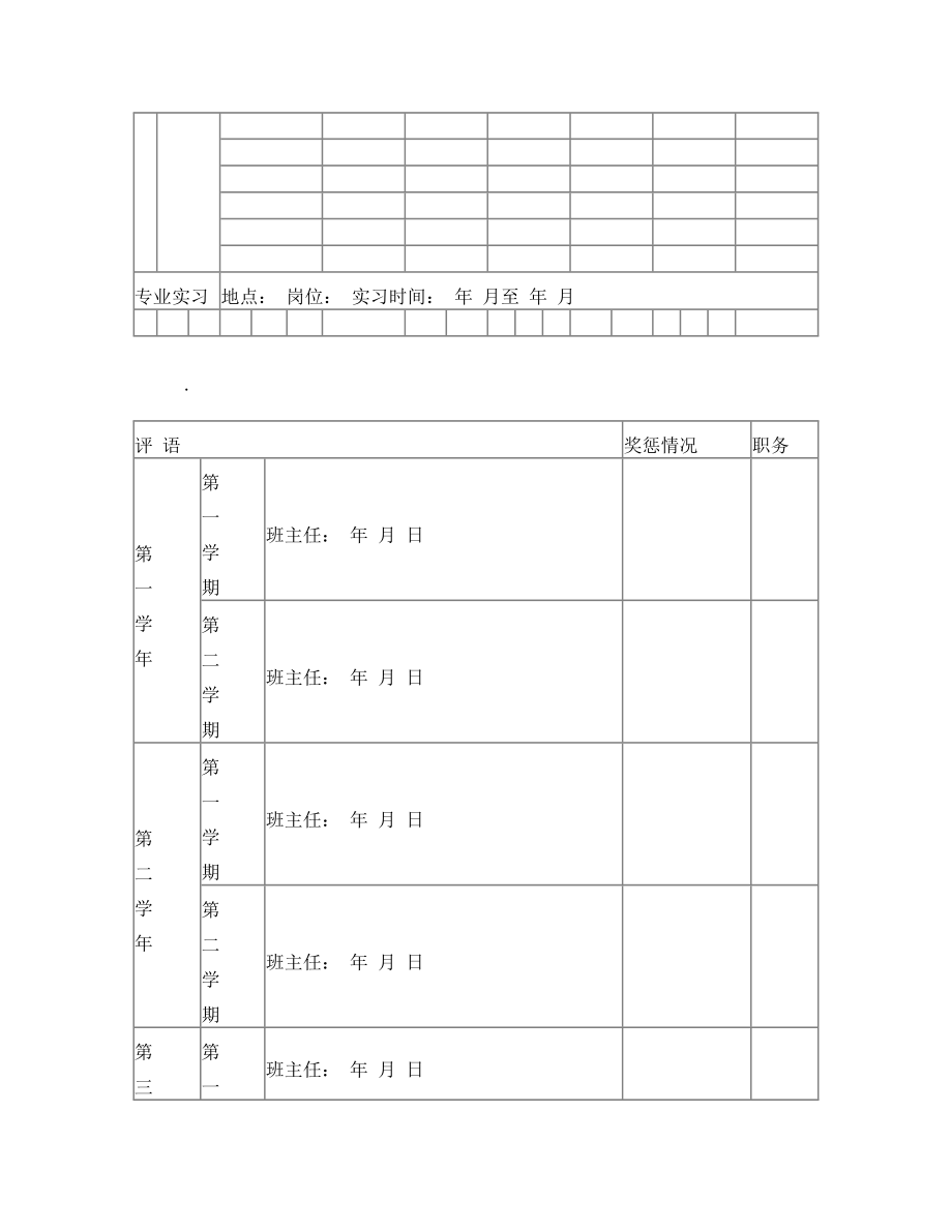 赣州市职业中专(高中)学生学籍表