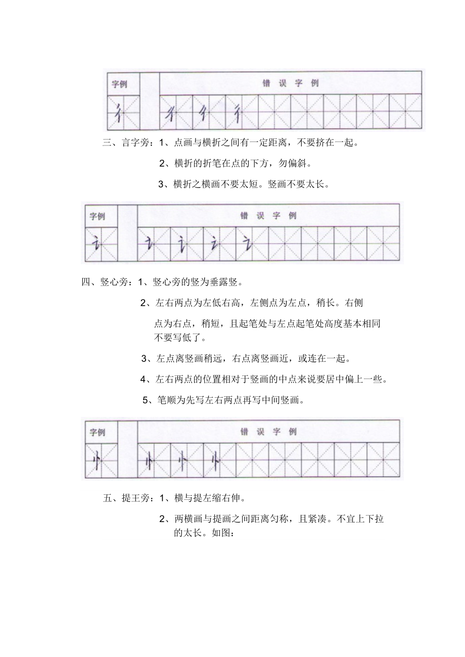 硬笔书法中偏旁的书写技巧