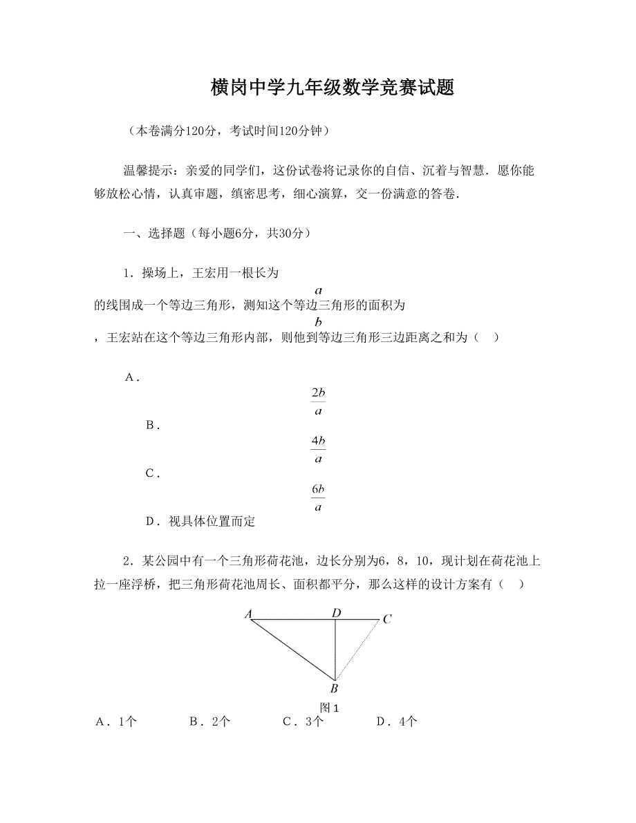 九年级数学竞赛试卷及答案