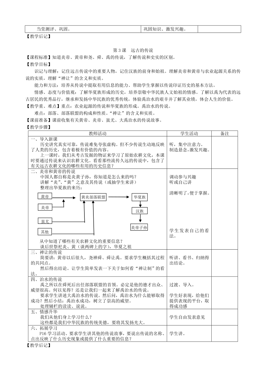 部编七年级上册历史教案全册Word版