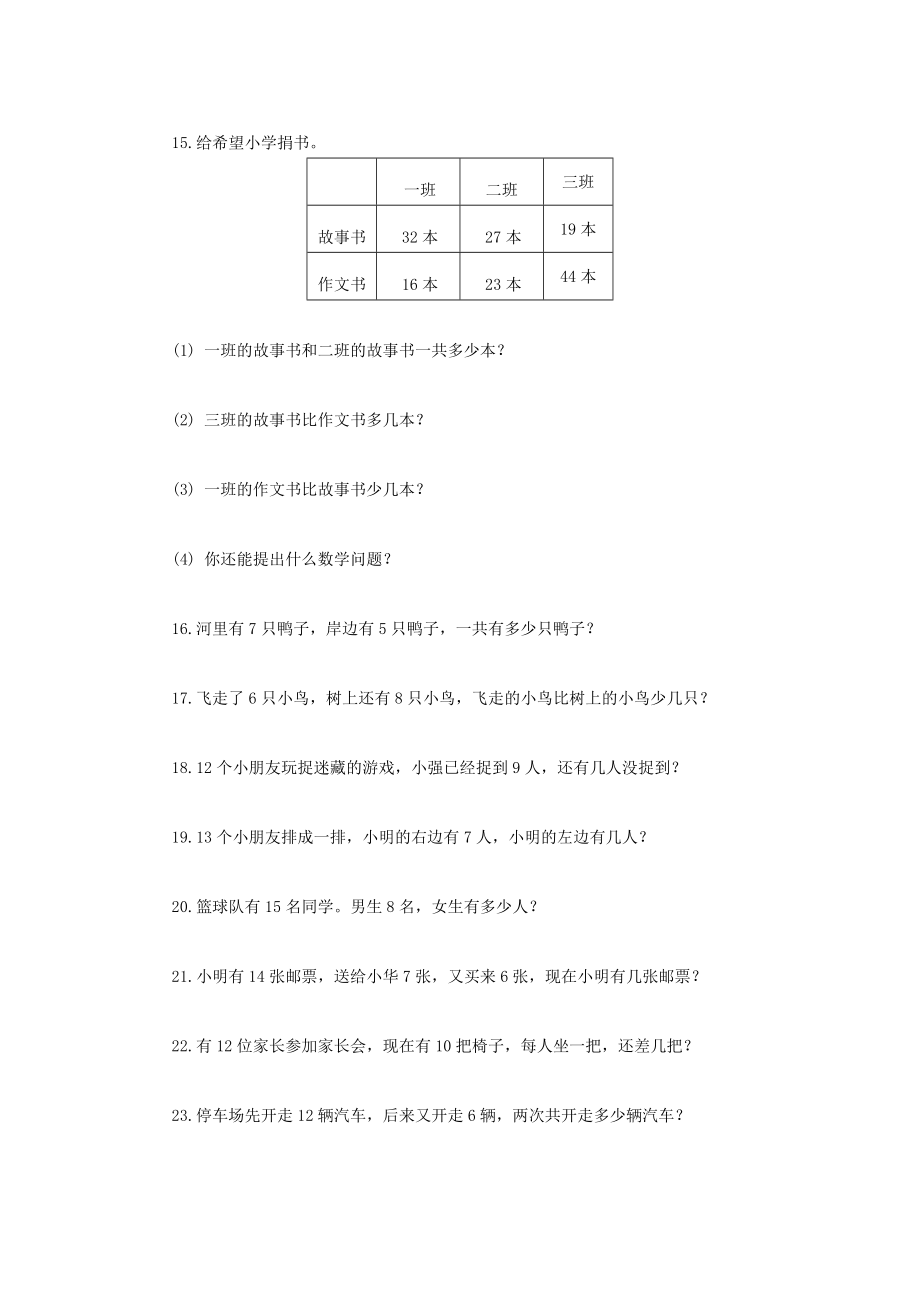 小学一年级数学应用题汇总