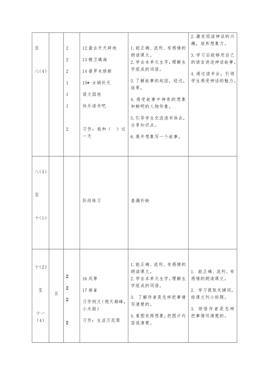 部编四年级语文上册教学计划及全册教学设计（第一单元）