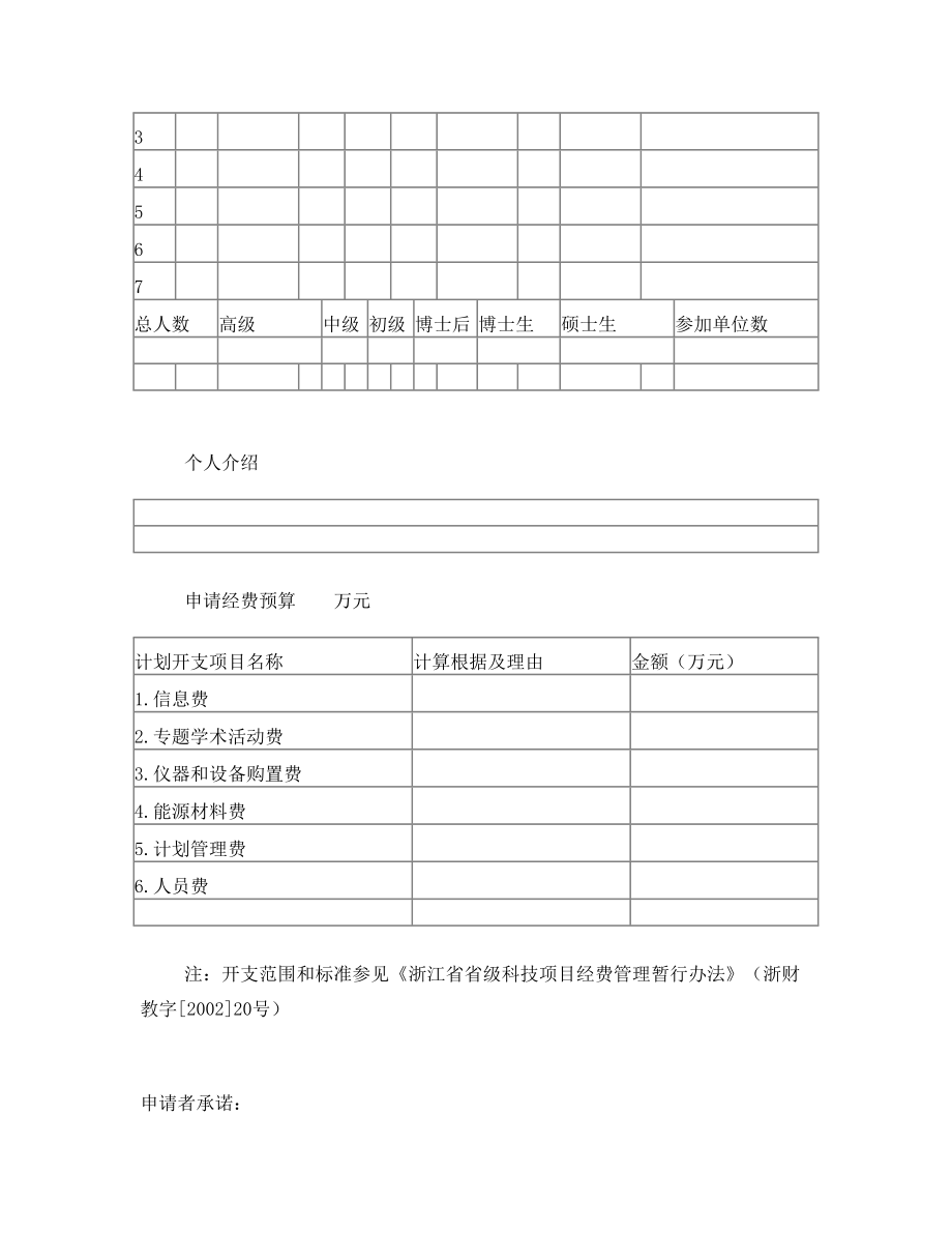 浙江省自然科学基金申请书