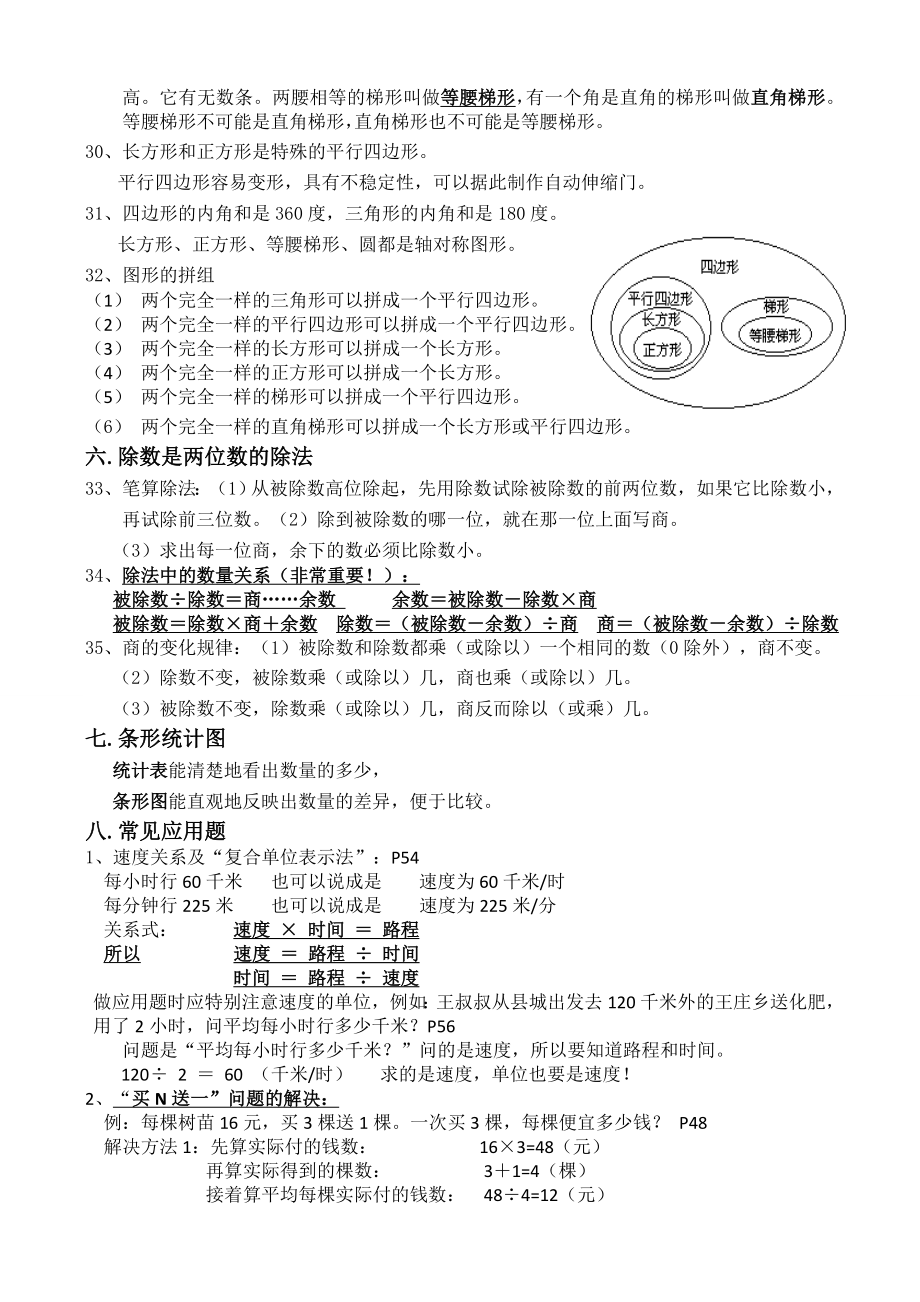 人教版四年级上册数学知识点总结