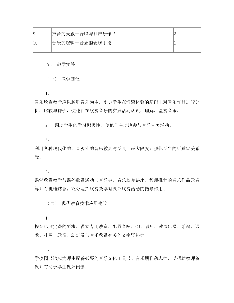 音乐课程教学大纲