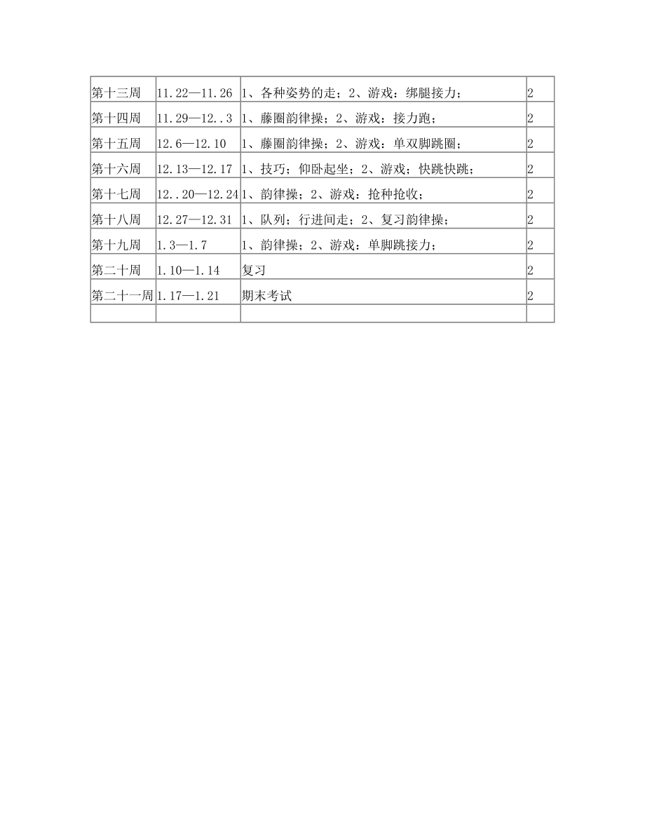 小学体育四年级第一学期教学计划.doc