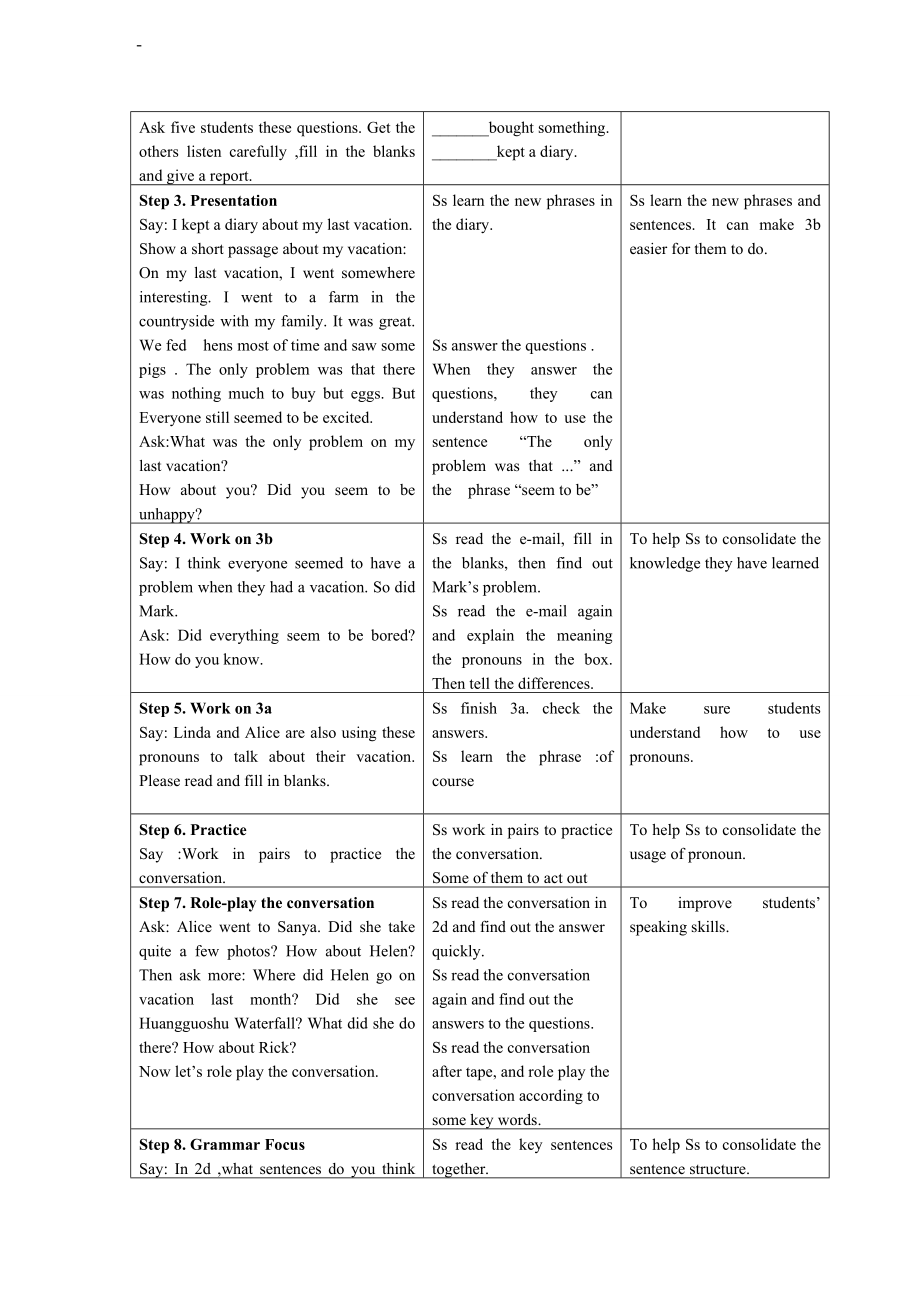 Unit1Wheredidyougoonvacation全英教案(共五课时).doc