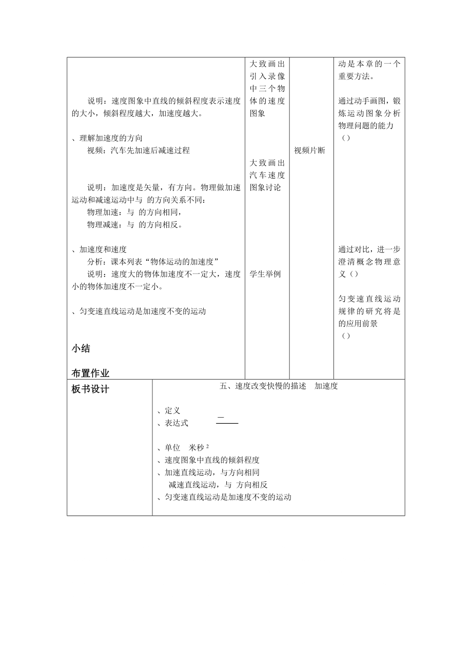 速度改变快慢的描述――加速度教学设计 人教课标版(优秀教案).doc