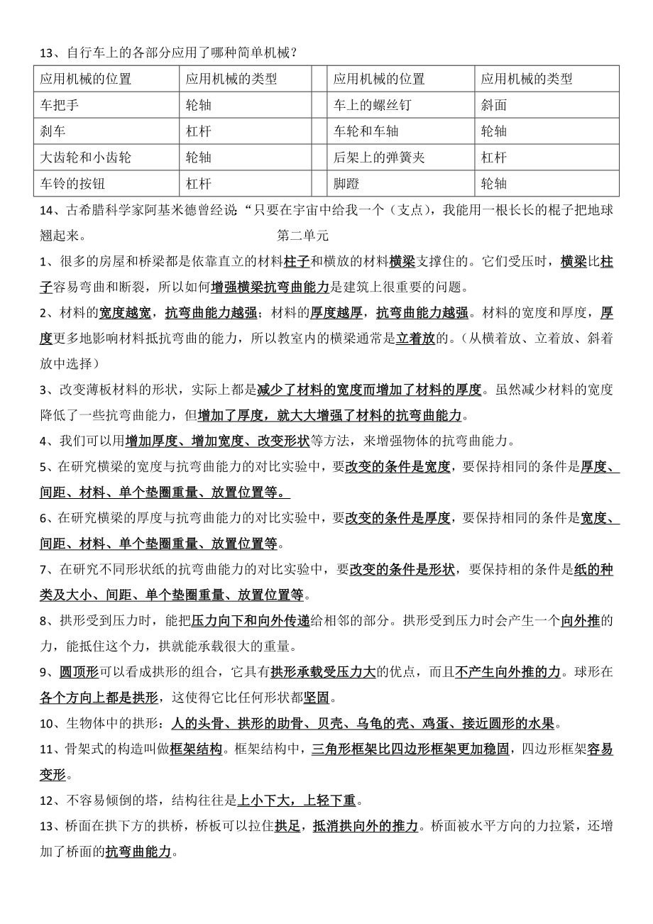 教科版六年级上册科学复习资料.doc