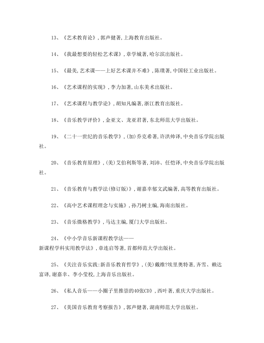 音乐教师读书推荐目录.doc