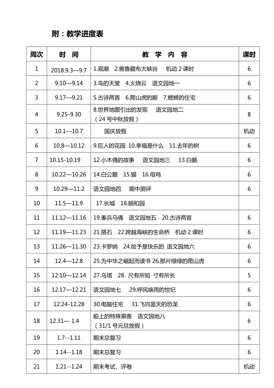 人教版四年级上册语文教案及教学反思.doc