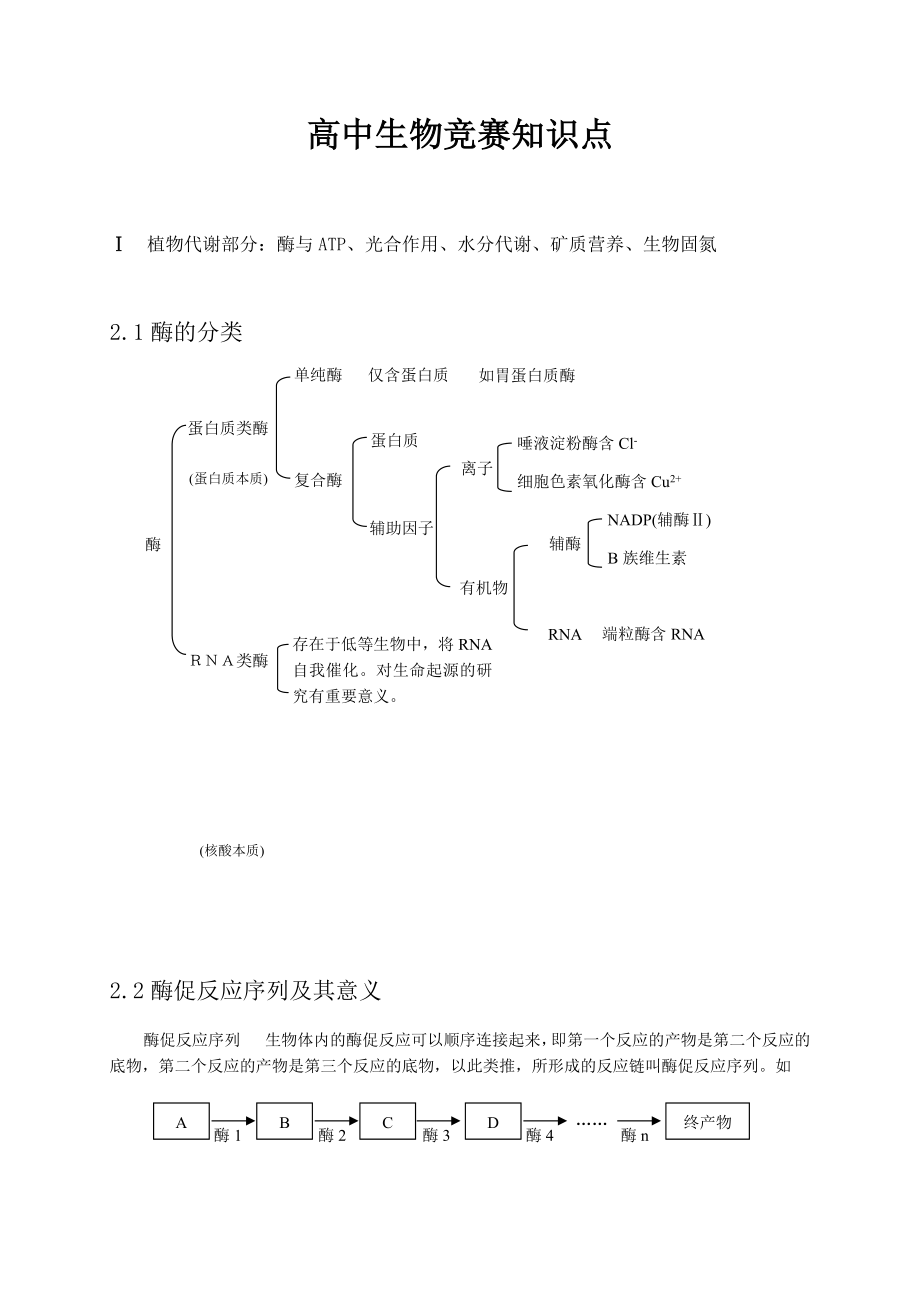 高中生物竞赛知识点.doc