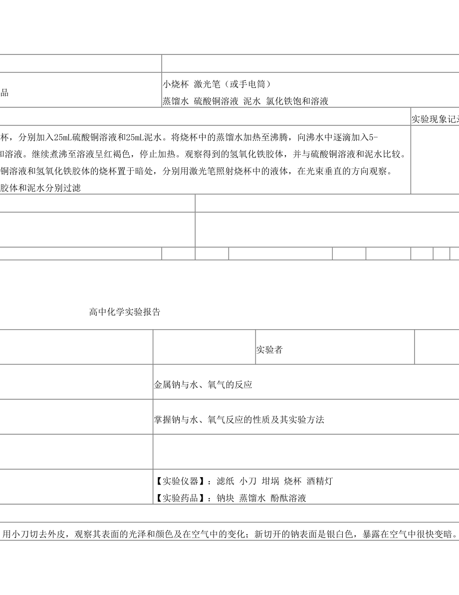 竞力学校高中化学实验报告(省定学生必做)(1).doc