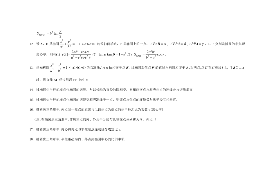 高中数学圆锥曲线重要结论.总结.doc