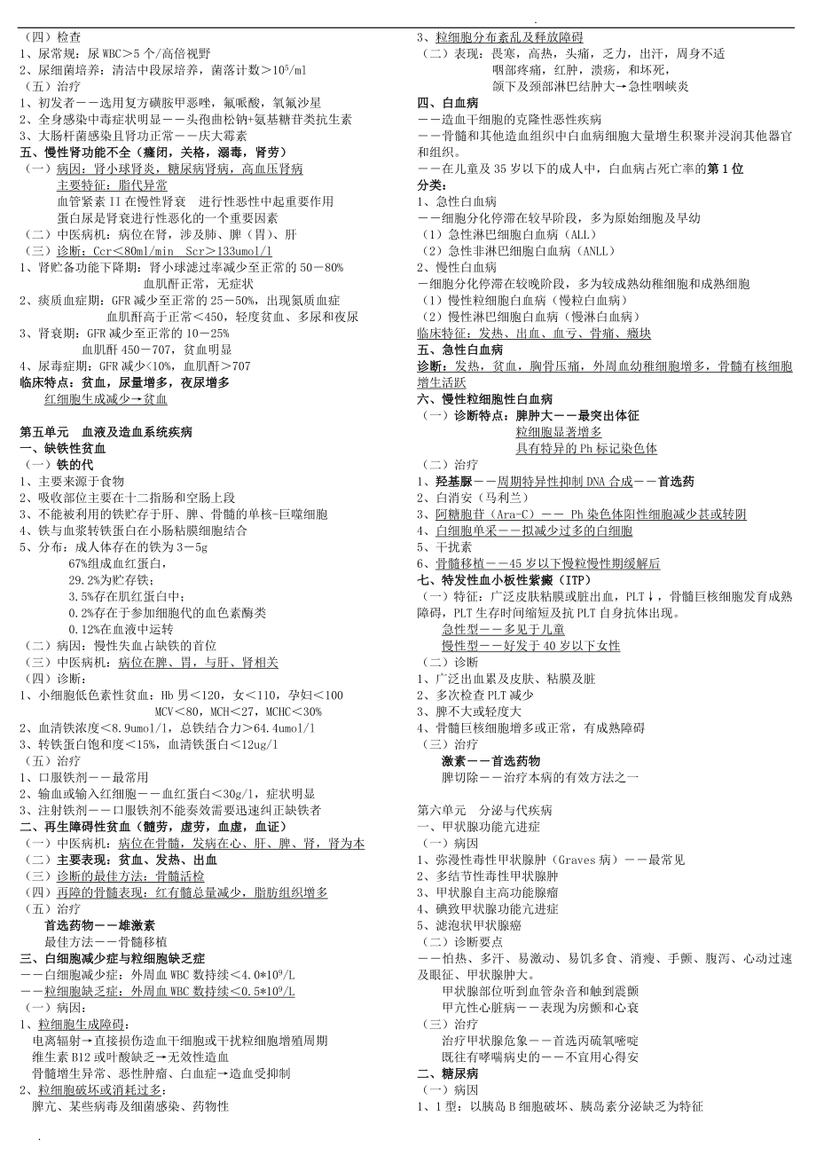 中西医结合内科学__主治复习.doc