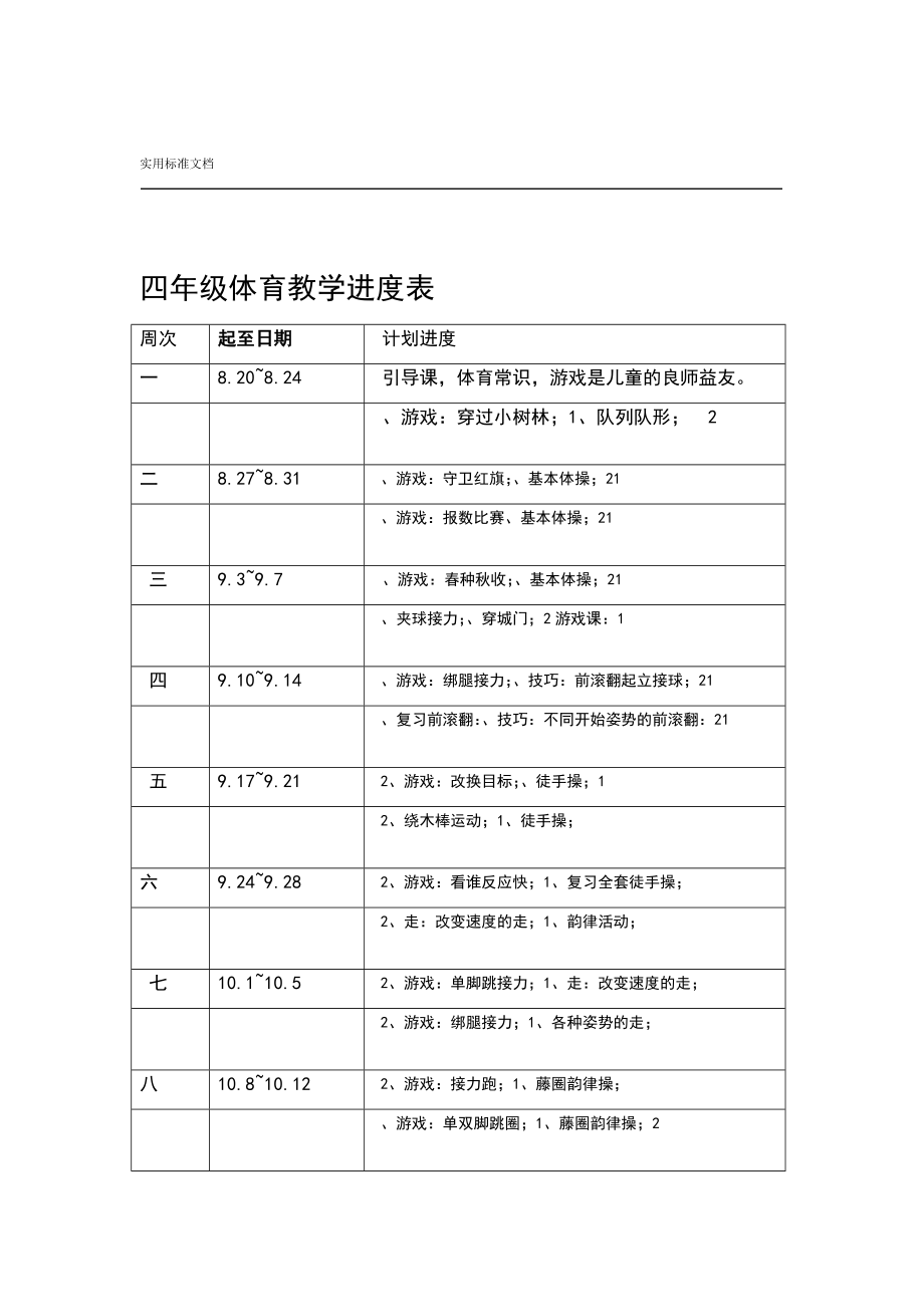 小学四年级体育与健康上册教案.doc