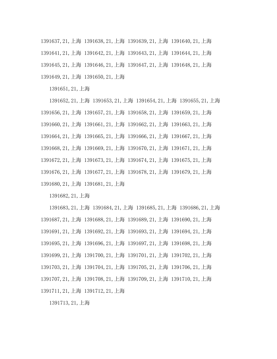 [课程]中国移动139用户号段汇总表.doc