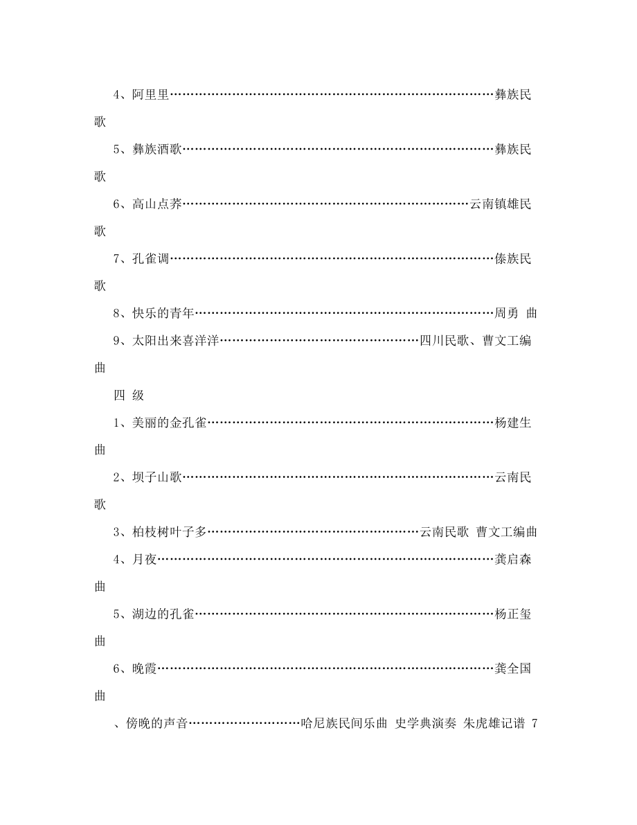 中国音乐学院葫芦丝1--10级曲目表[技巧].doc