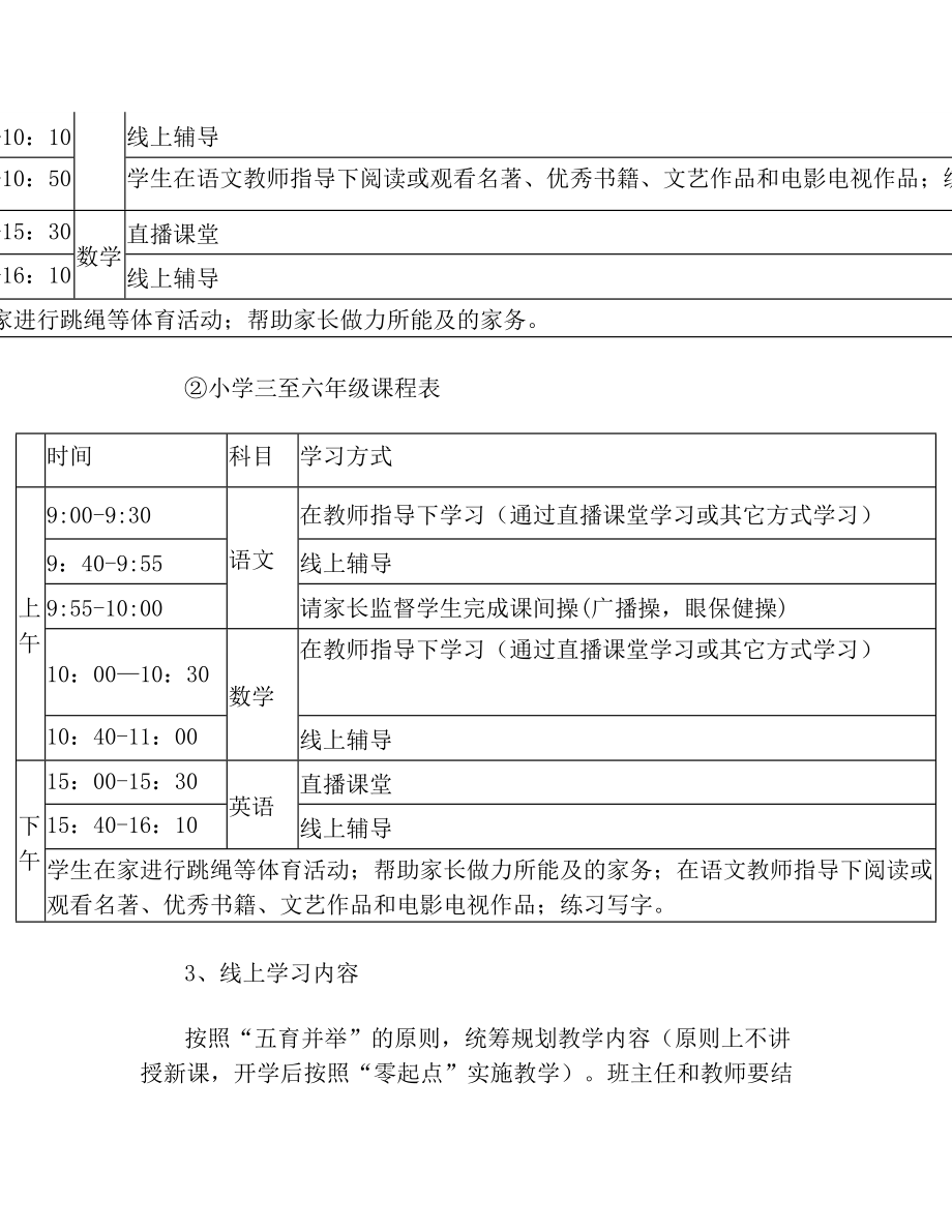 2022年小学疫情防控期间线上教学工作方案.doc