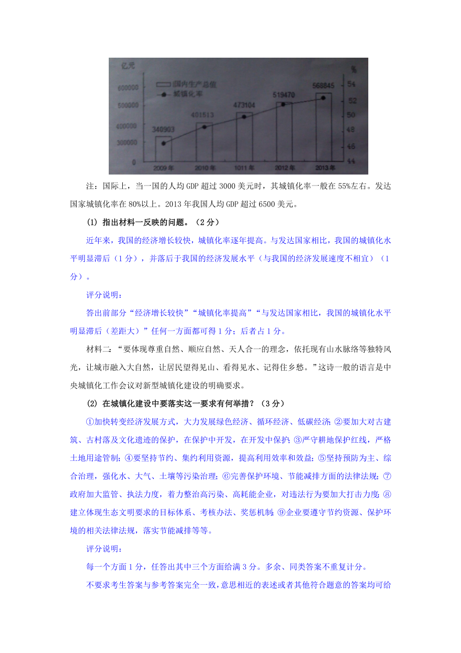 中考政治真题按知识点分类汇编：全面建设小康社会（非选择题）.doc