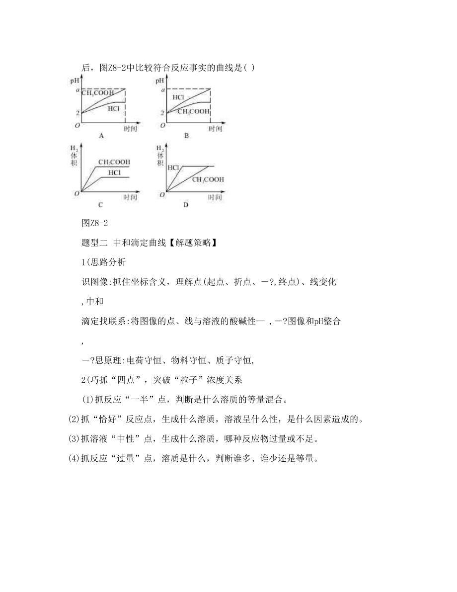 《高考复习方案》高考化学（全国卷人教）一轮复习听课手册第8单元水溶液中的离子平衡专题八有关电解质溶液图像题的解题技巧Word版无答案.doc