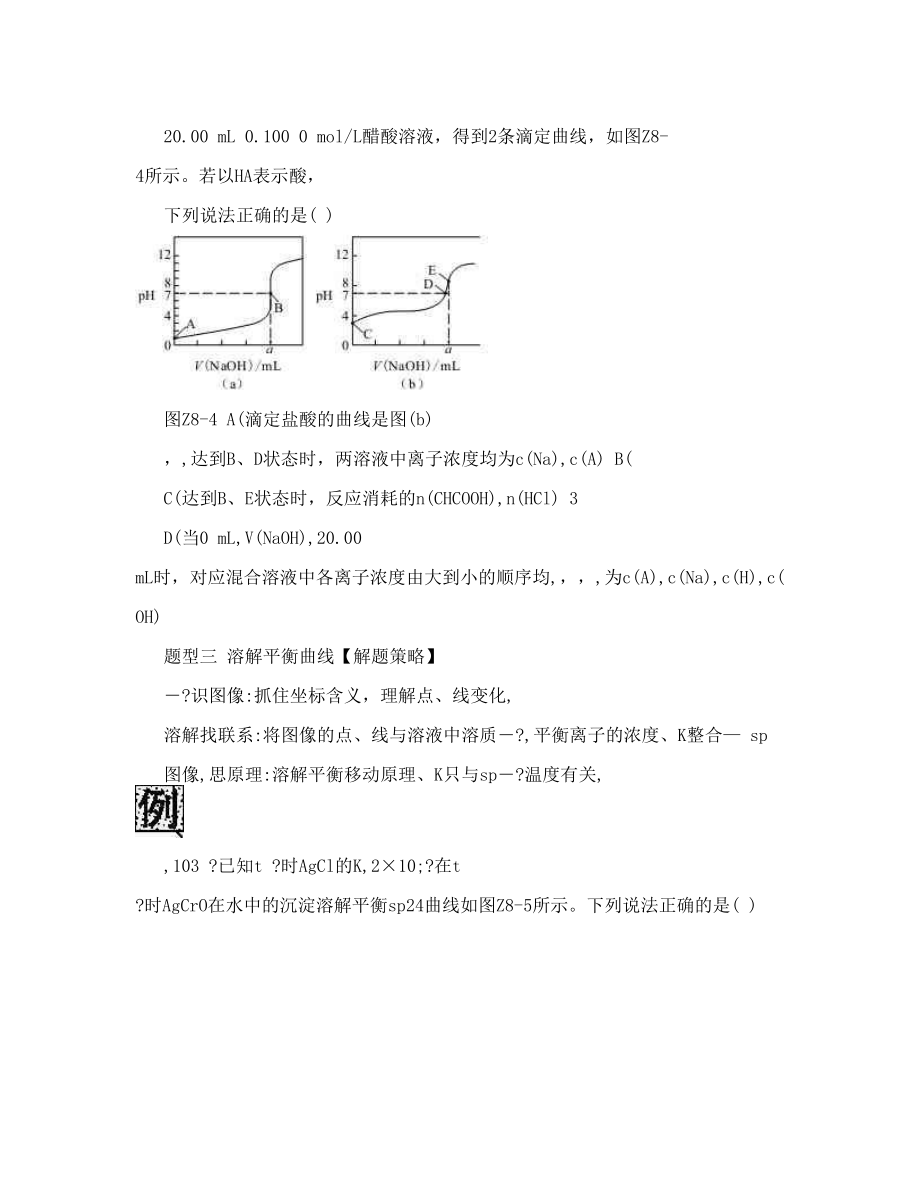 《高考复习方案》高考化学（全国卷人教）一轮复习听课手册第8单元水溶液中的离子平衡专题八有关电解质溶液图像题的解题技巧Word版无答案.doc