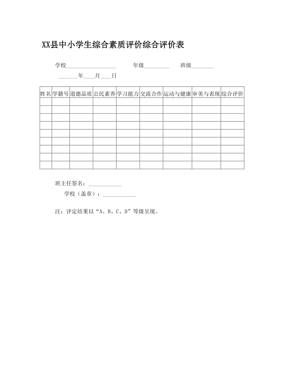 中小学生综合素质评价综合评价表.doc